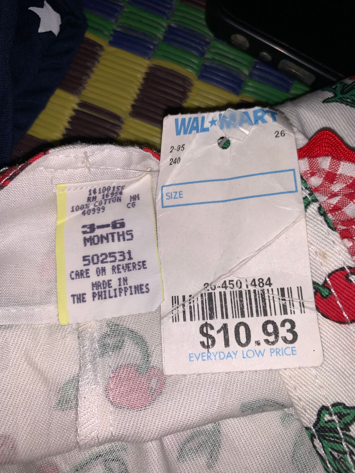 Vintage-Style Walmart Cherry Print Ruffle Baby Romper - Red & White Gingham Trim Bodysuit (3-6 Months) AB1