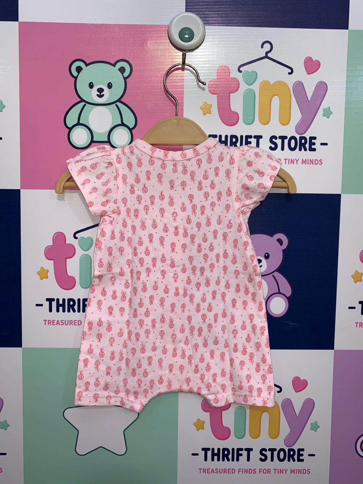 Z-Brand Baby Girls' Pink Pineapple Print Short Sleeve Romper - Size 3M AB1