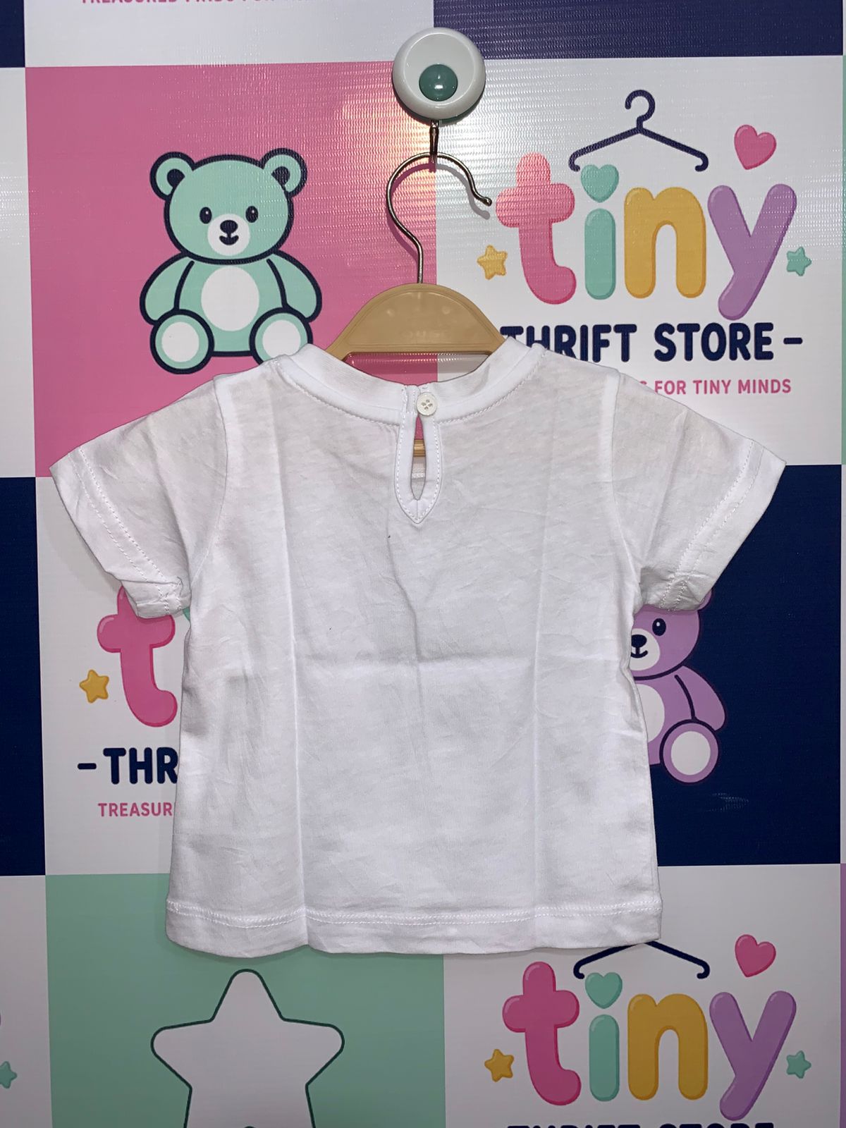 Matalan Baby White Pure Cotton Short Sleeve T-Shirt - Size 0-3M AB1