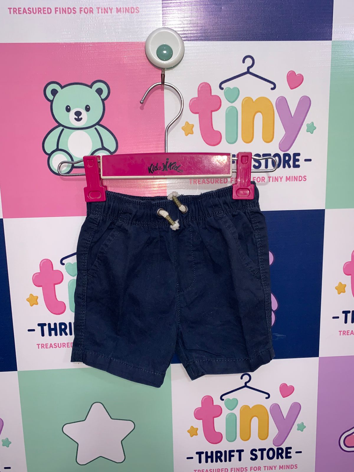 Next Baby Boys Navy Blue Cotton Chino Shorts - 6-9 Months (Pre-loved) AB1