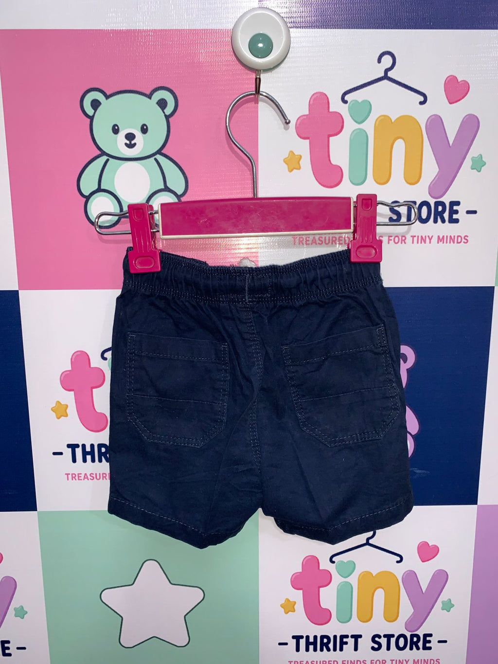 Next Baby Boys Navy Blue Cotton Chino Shorts - 6-9 Months (Pre-loved) AB1