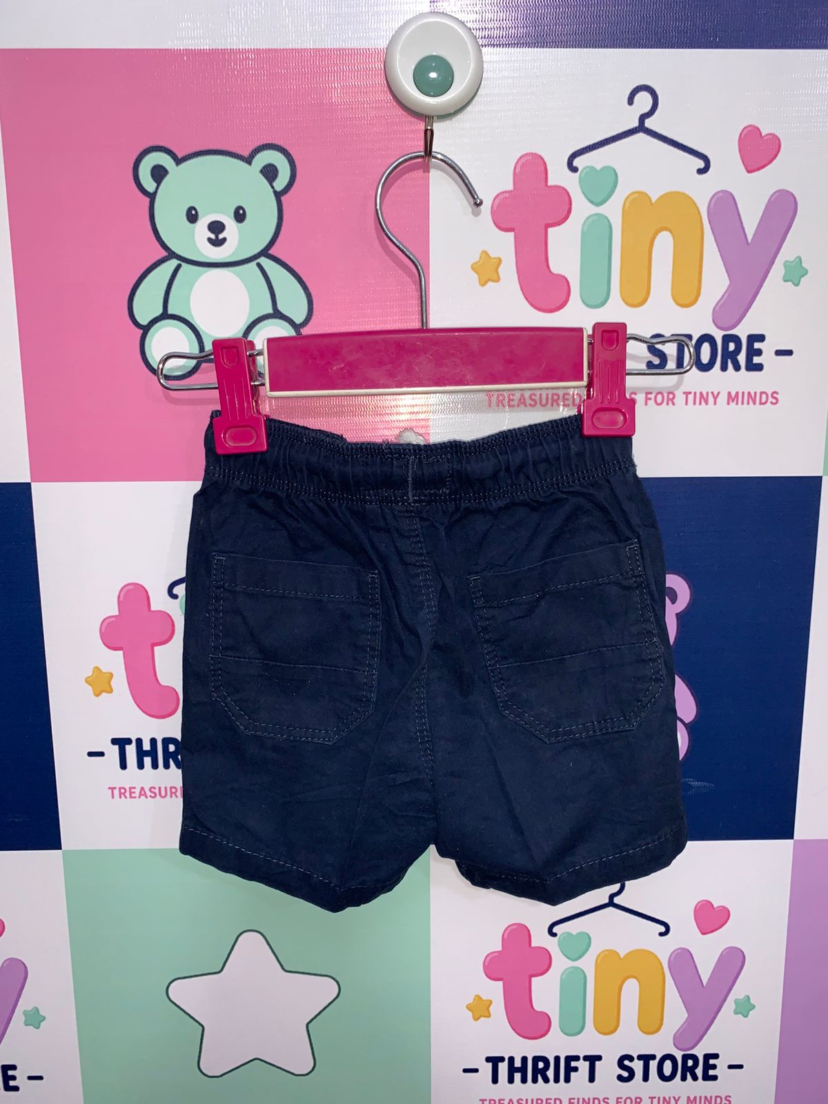 Next Baby Boys Navy Blue Cotton Chino Shorts - 6-9 Months (Pre-loved) AB1