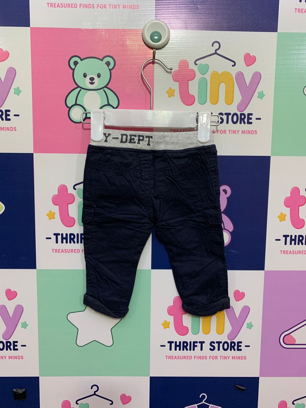 Baby by Gémo Navy Blue Cargo Jogger Pants with Elastic Waist - 3 Months AB1