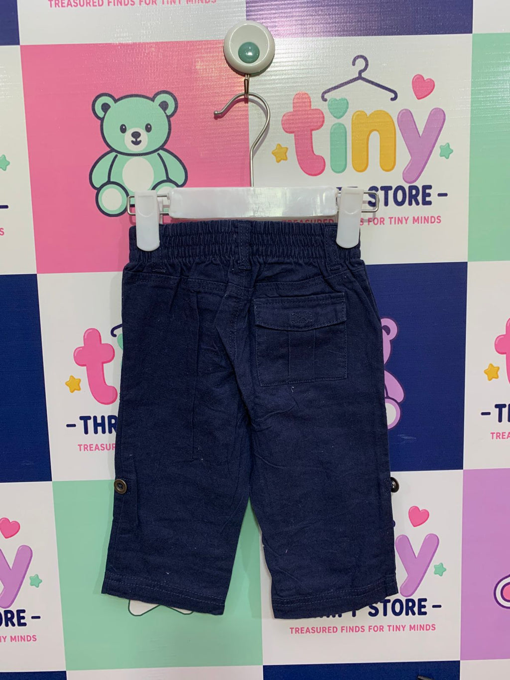 babyGap Infant Boys' Navy Blue Linen-Blend Utility Joggers - Size 6-12M AB1