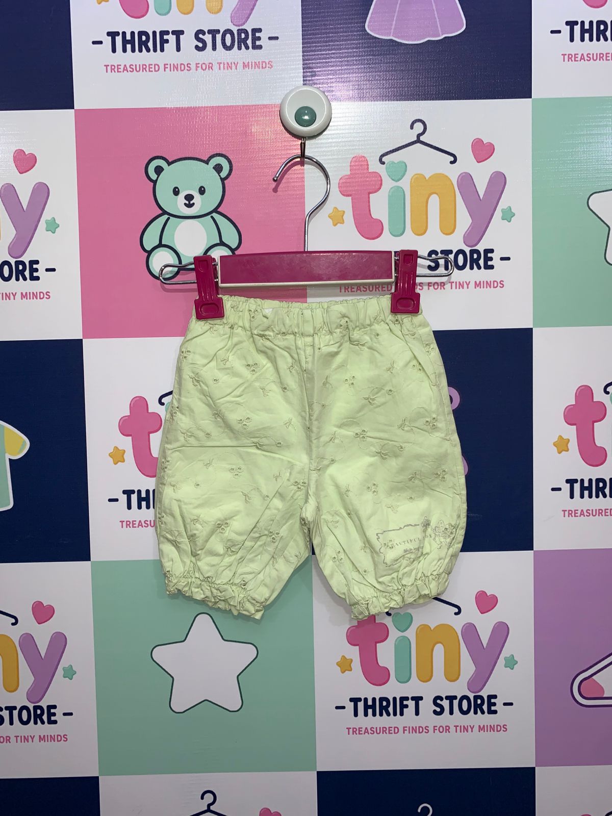 Name It Newborn Soft Lime Embroidered Cotton Bloomers - Size 62 (Fits 0-3 Months) AB1