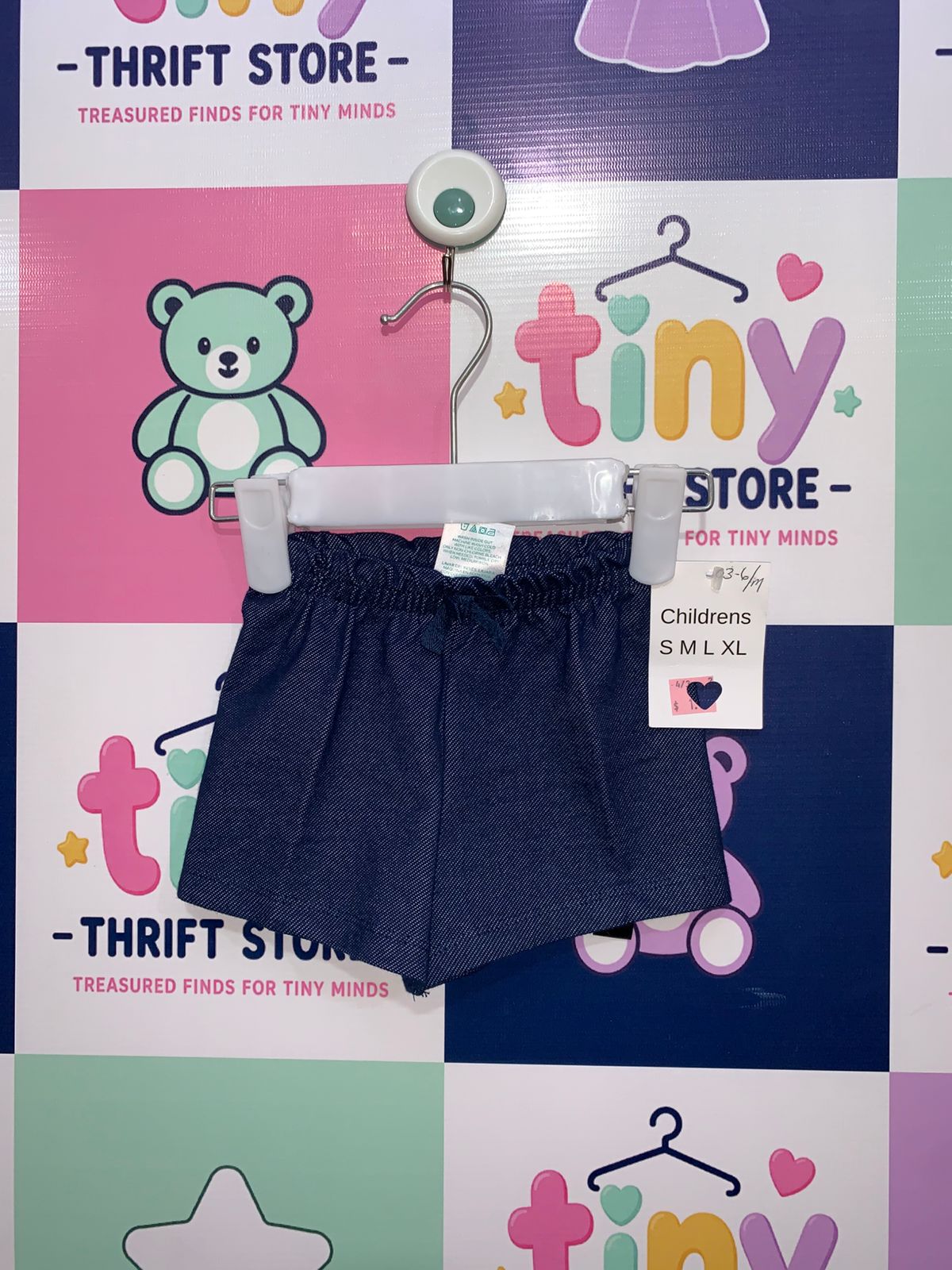 Garanimals Baby Girls Navy Blue Denim-Style Comfort Shorts - 3-6 Months AB1