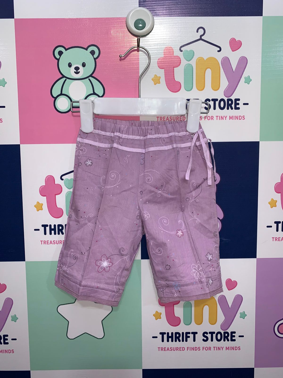 Mexx Baby Girls Floral Print Lilac Cotton Trousers - 0-2M AB1