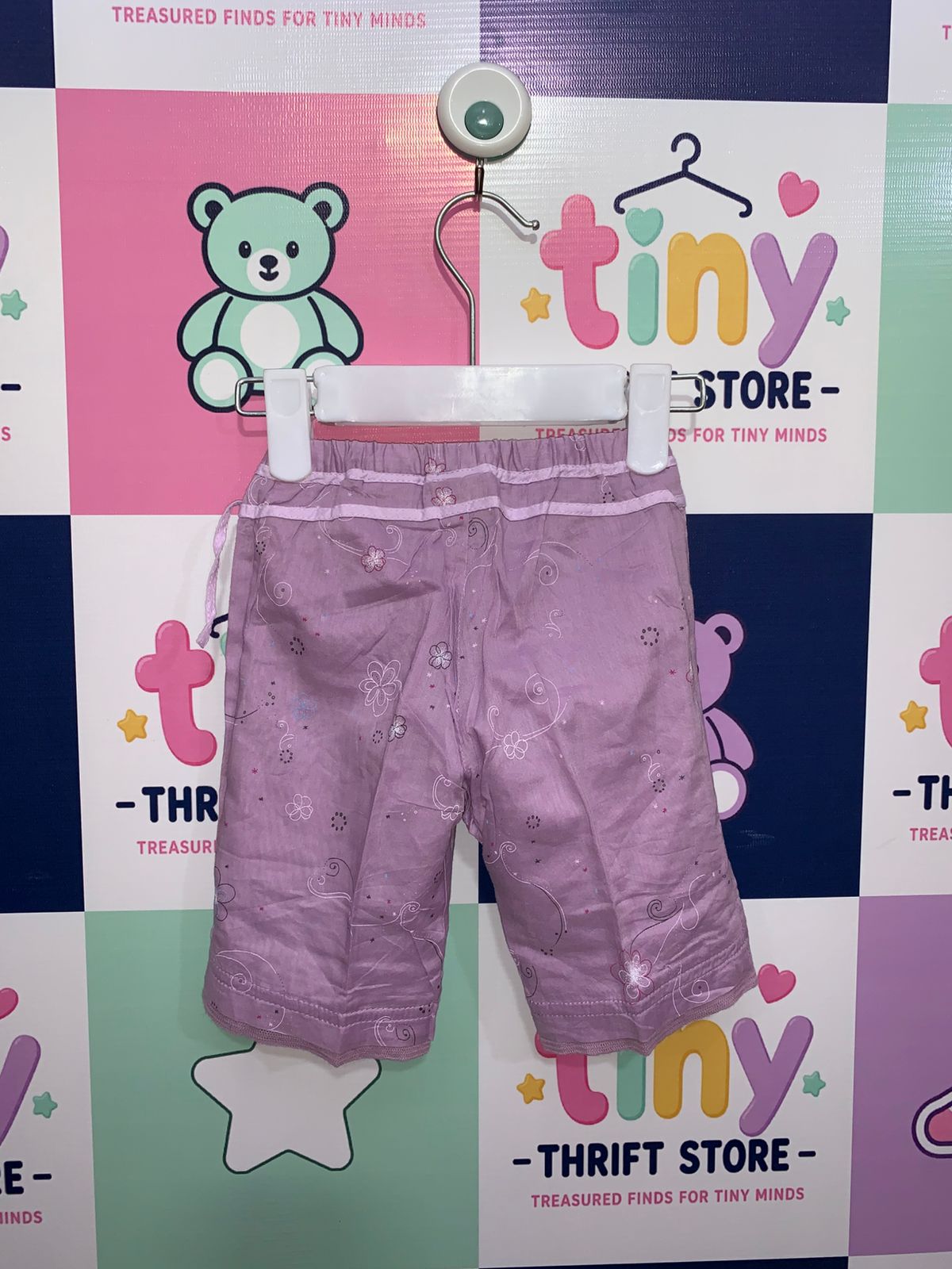 Mexx Baby Girls Floral Print Lilac Cotton Trousers - 0-2M AB1