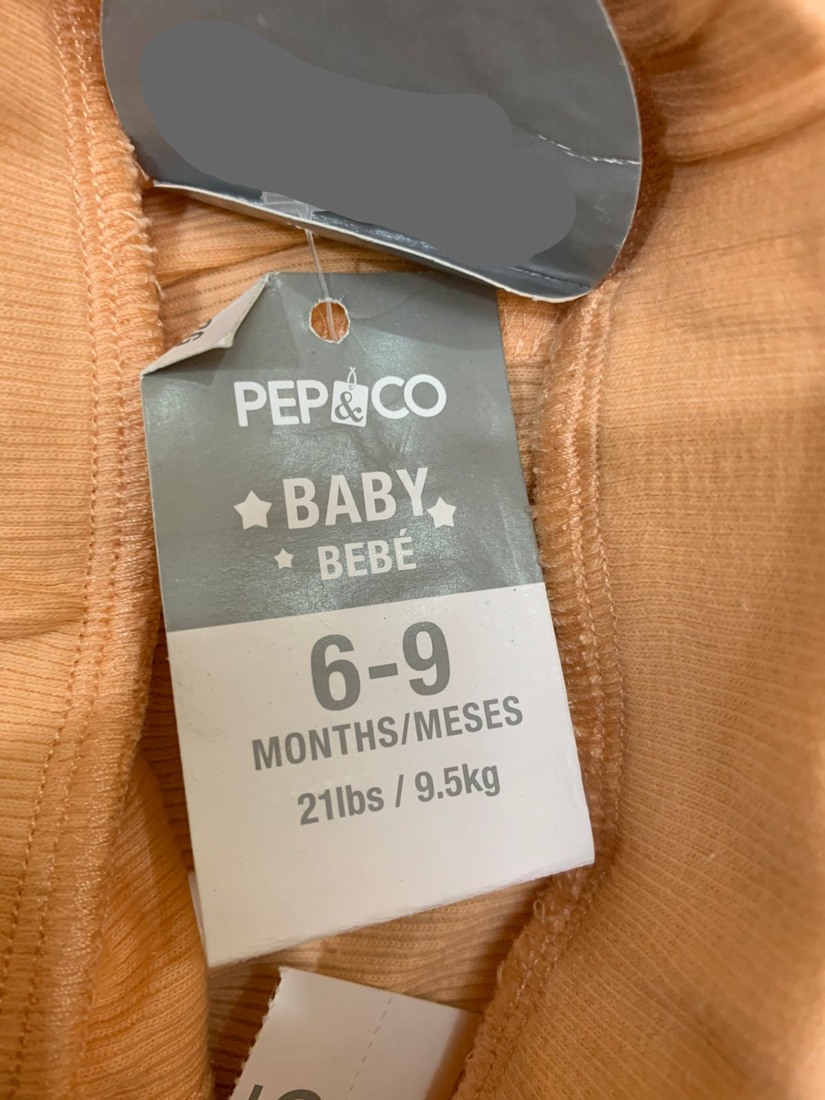 Pep & Co Baby Girls Peach Ribbed Shorts with Lettuce Trim - 6-9M AB1