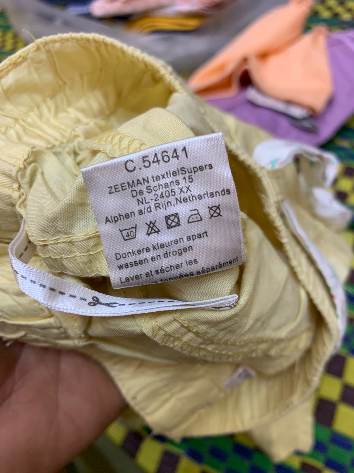 Zeeman Baby Girls Pale Yellow Cotton Trousers with Floral Belt - 6M AB1