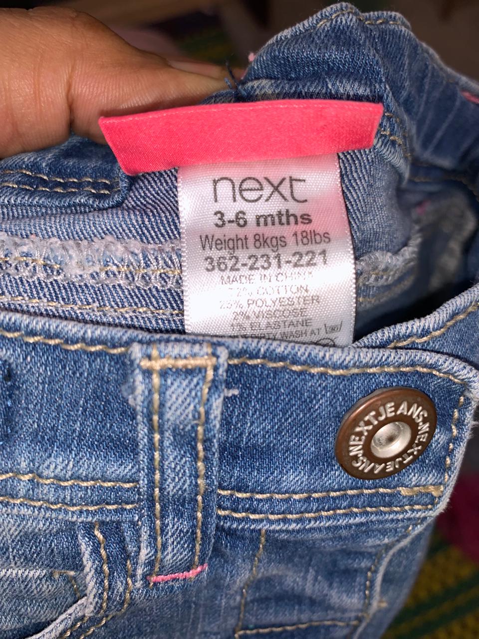 Next Baby Girls Embroidered Animal Patch Denim Jeans AB1