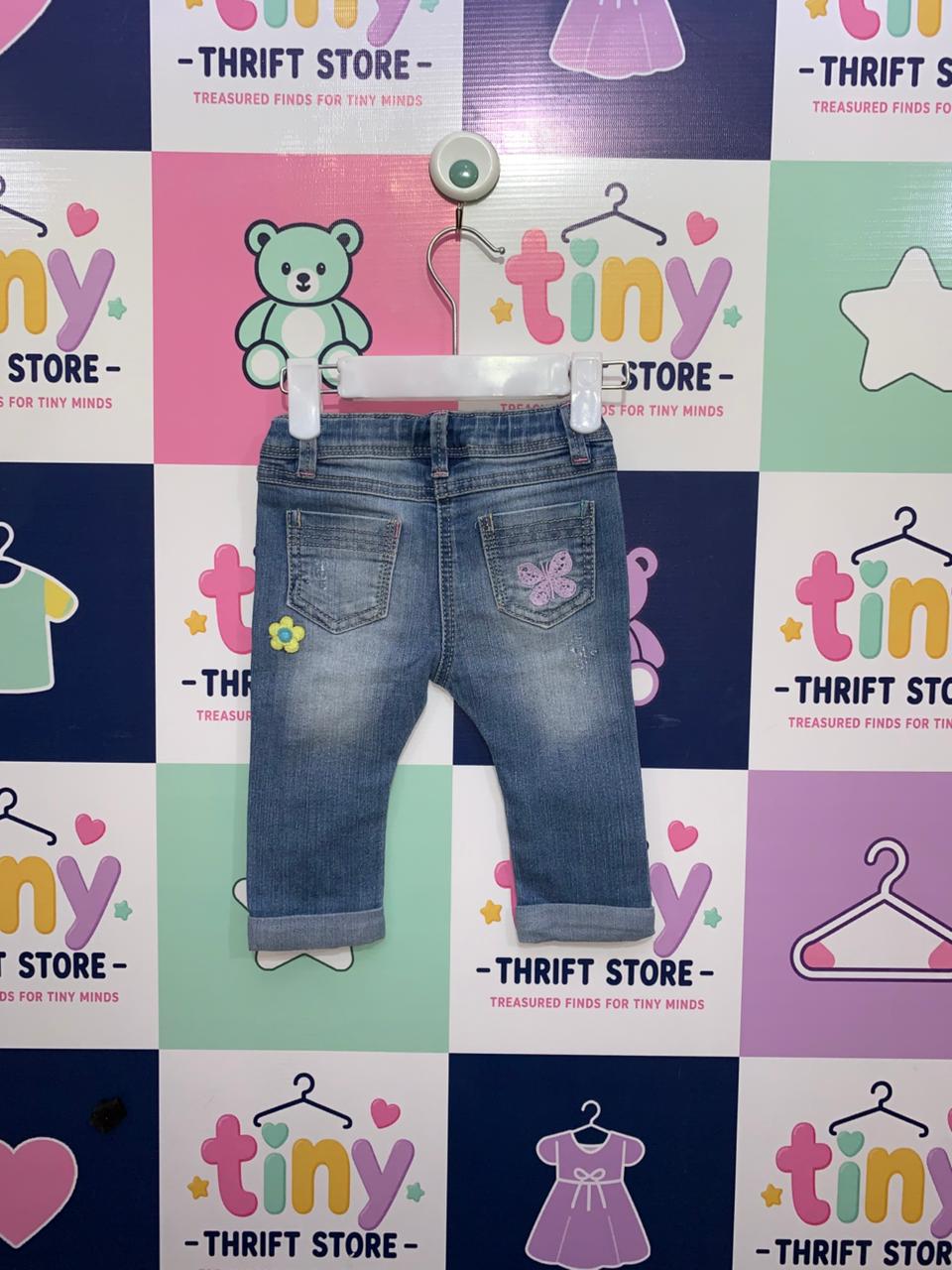 Next Baby Girls Embroidered Animal Patch Denim Jeans AB1