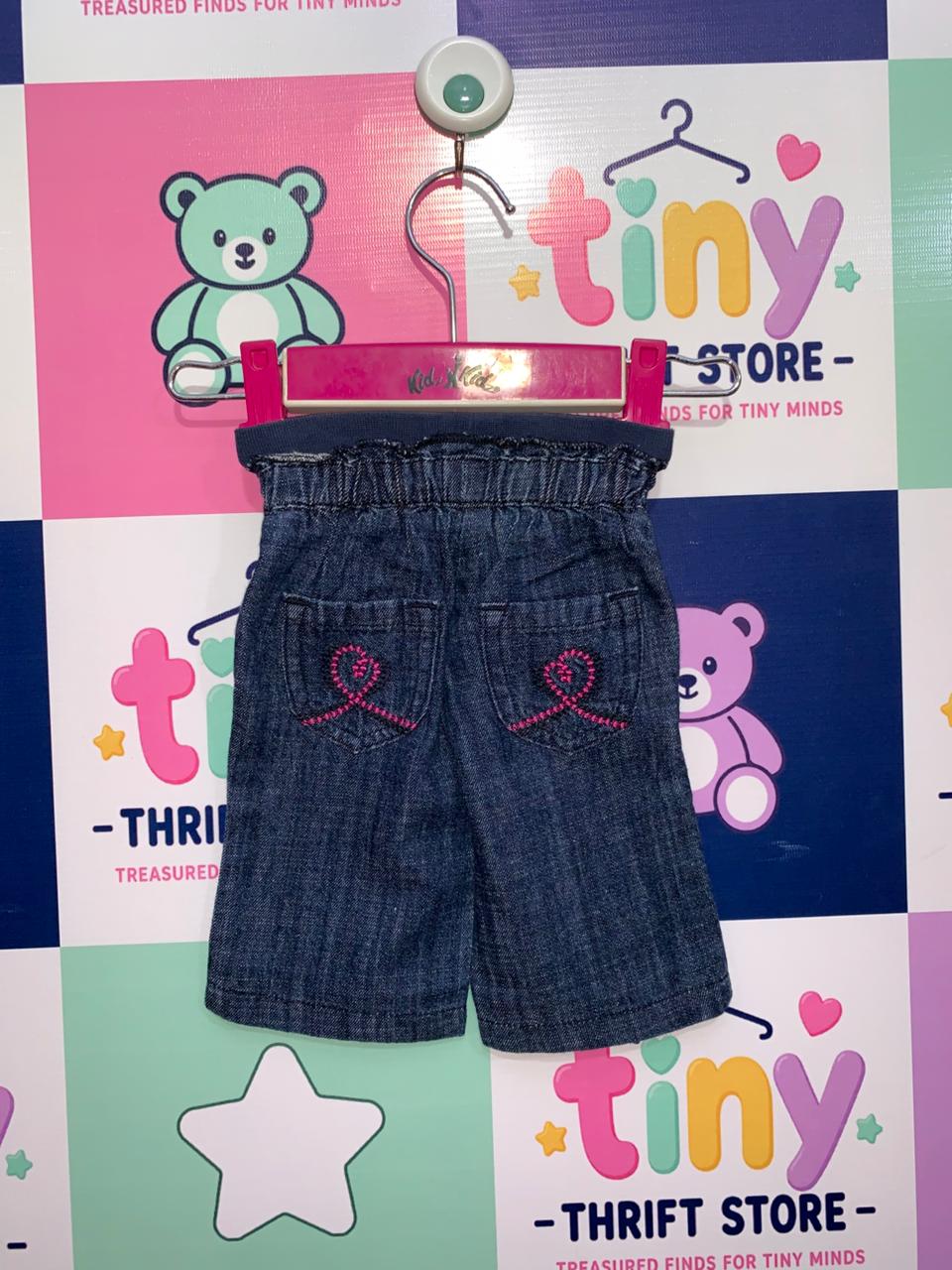 Esprit Baby Dark Wash Denim Jeans with Pink Embroidery - Size 1 Month (Newborn) AB1