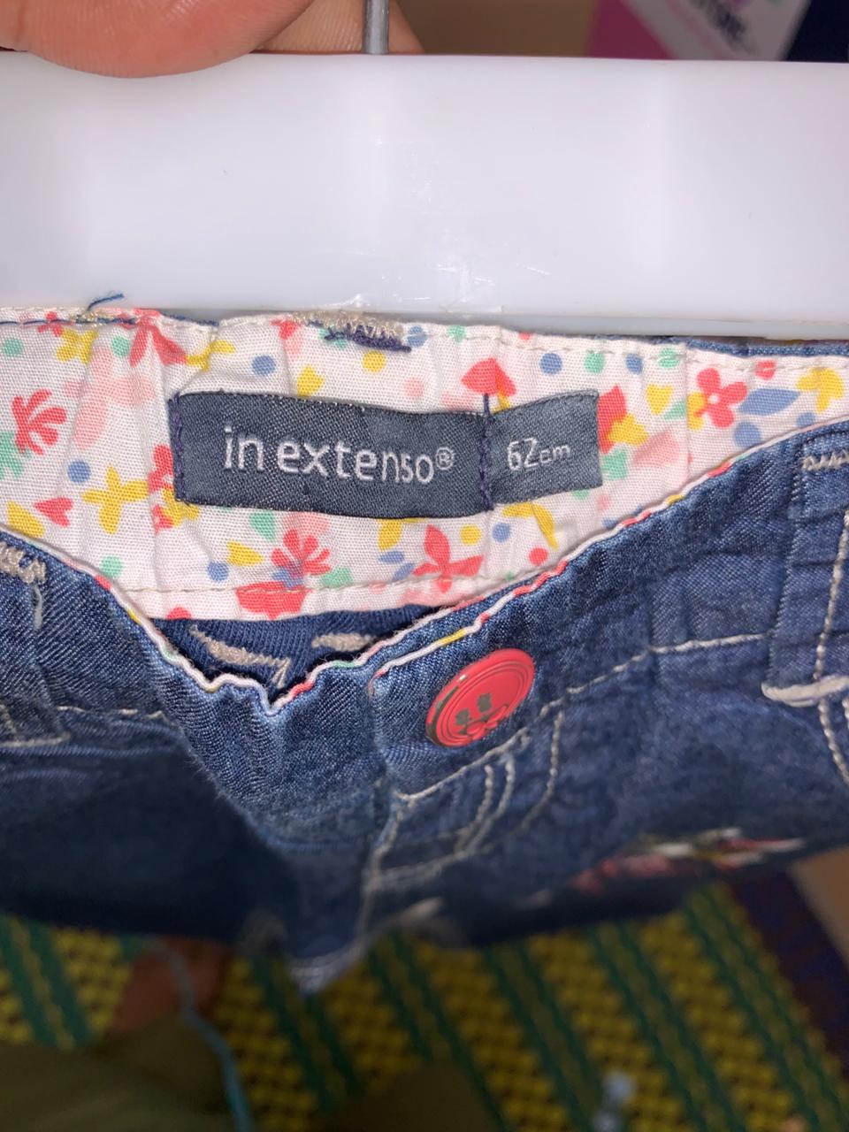 In extenso Baby Girls' Dark Blue Denim Jeans with White Polka Dots and Embroidery 62cm (Approx. 3-6 months) AB1