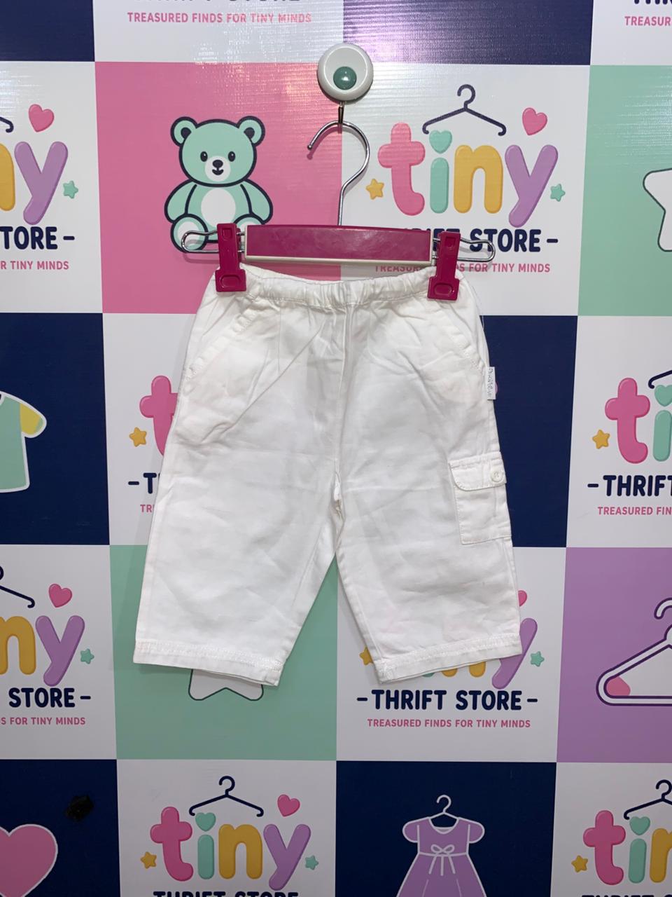 Bout'chou White Cotton Cargo Shorts - Size 6 Months (Fits 3-6 Months) AB1