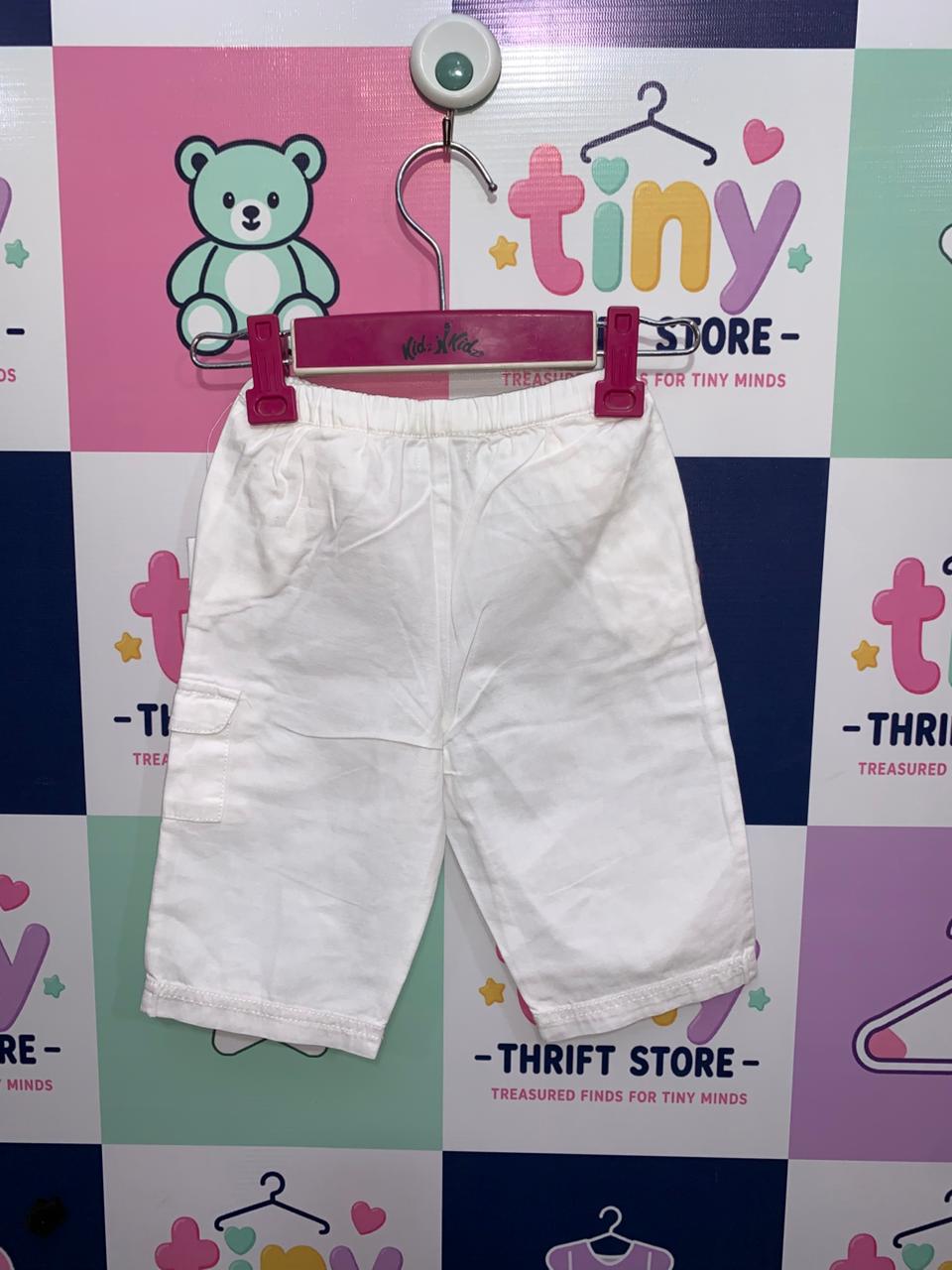 Bout'chou White Cotton Cargo Shorts - Size 6 Months (Fits 3-6 Months) AB1