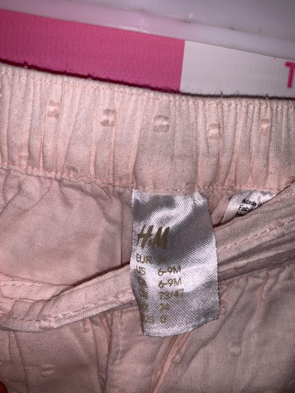 H&M Baby Girl Peach Dobby Cotton Trousers Size: 6-9 Months (EUR 74 / US 6-9M) - AB1