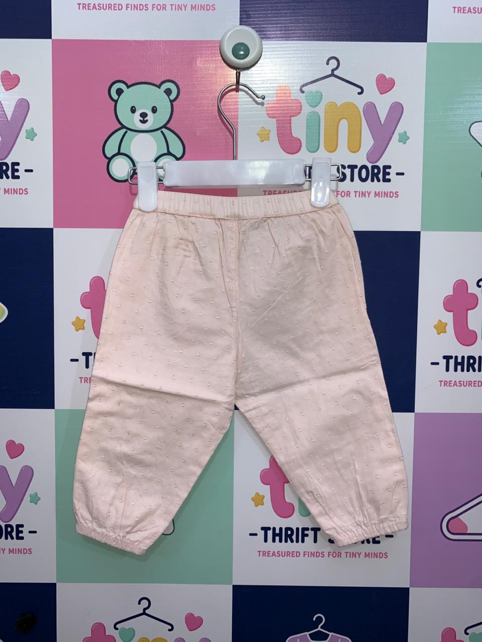 H&M Baby Girl Peach Dobby Cotton Trousers Size: 6-9 Months (EUR 74 / US 6-9M) - AB1