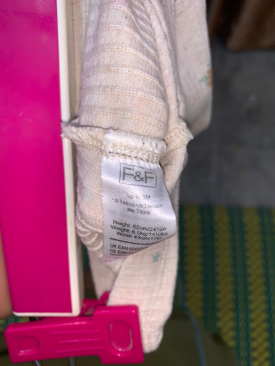 F&F Baby Floral Ribbed Cotton Leggings Size: 0 to 3 Month (Height: 56 cm) - AB1