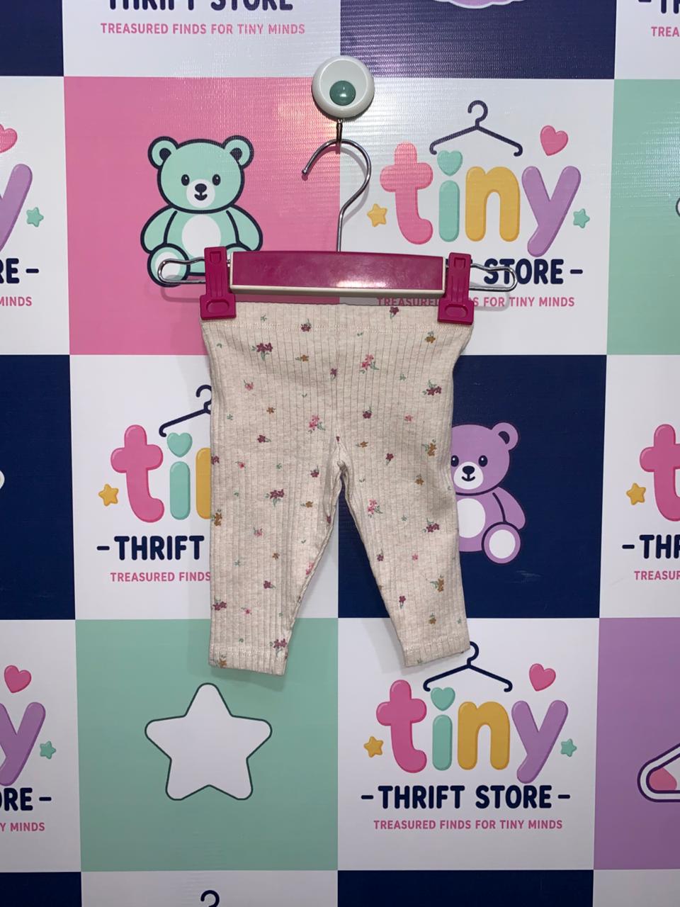 F&F Baby Floral Ribbed Cotton Leggings Size: 0 to 3 Month (Height: 56 cm) - AB1