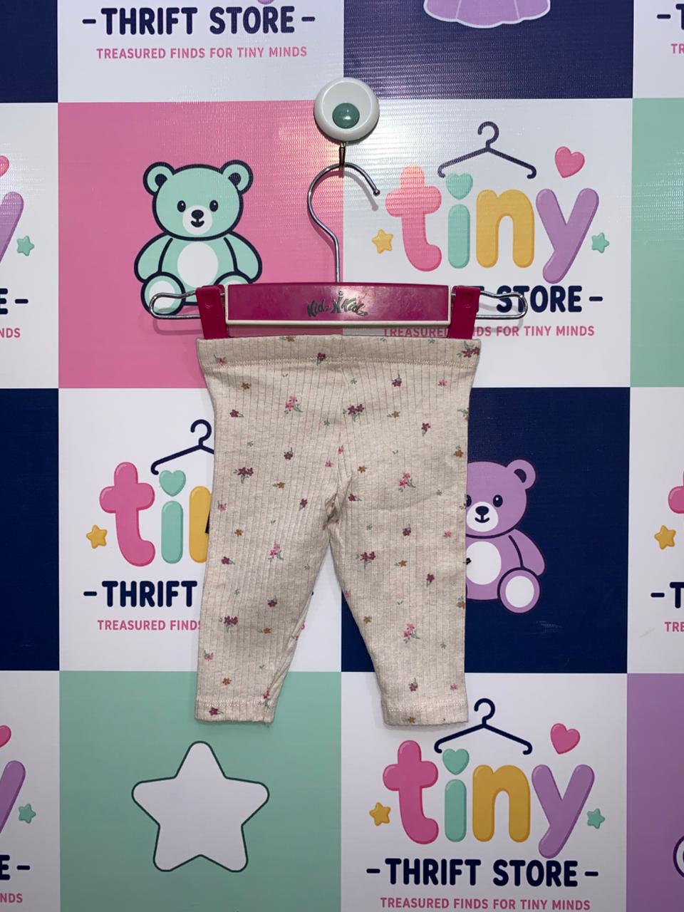 F&F Baby Floral Ribbed Cotton Leggings Size: 0 to 3 Month (Height: 56 cm) - AB1
