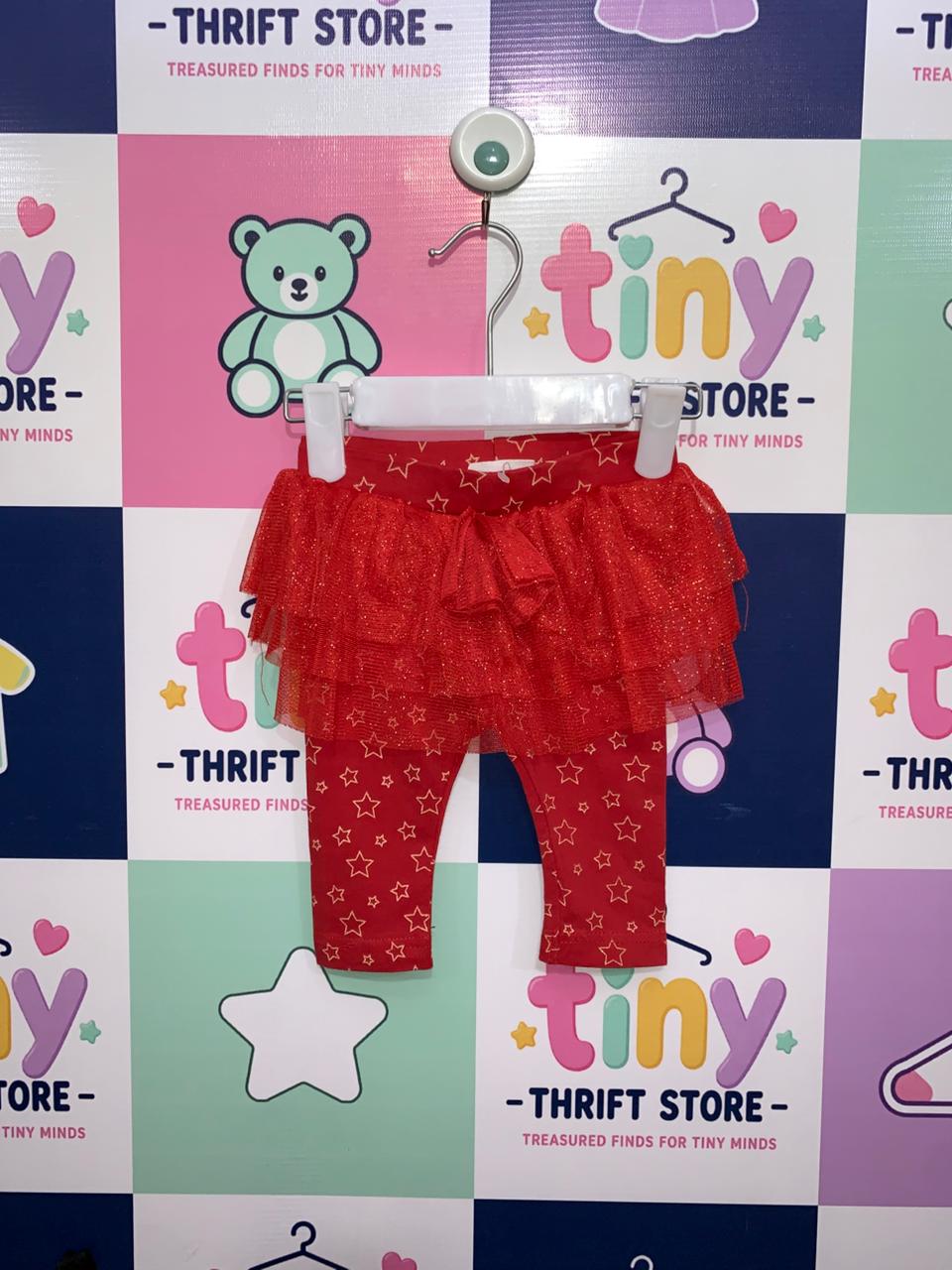 Coccodrillo Baby Girls Red Star Print Leggings with Glitter Tutu Skirt 0-3M AB1