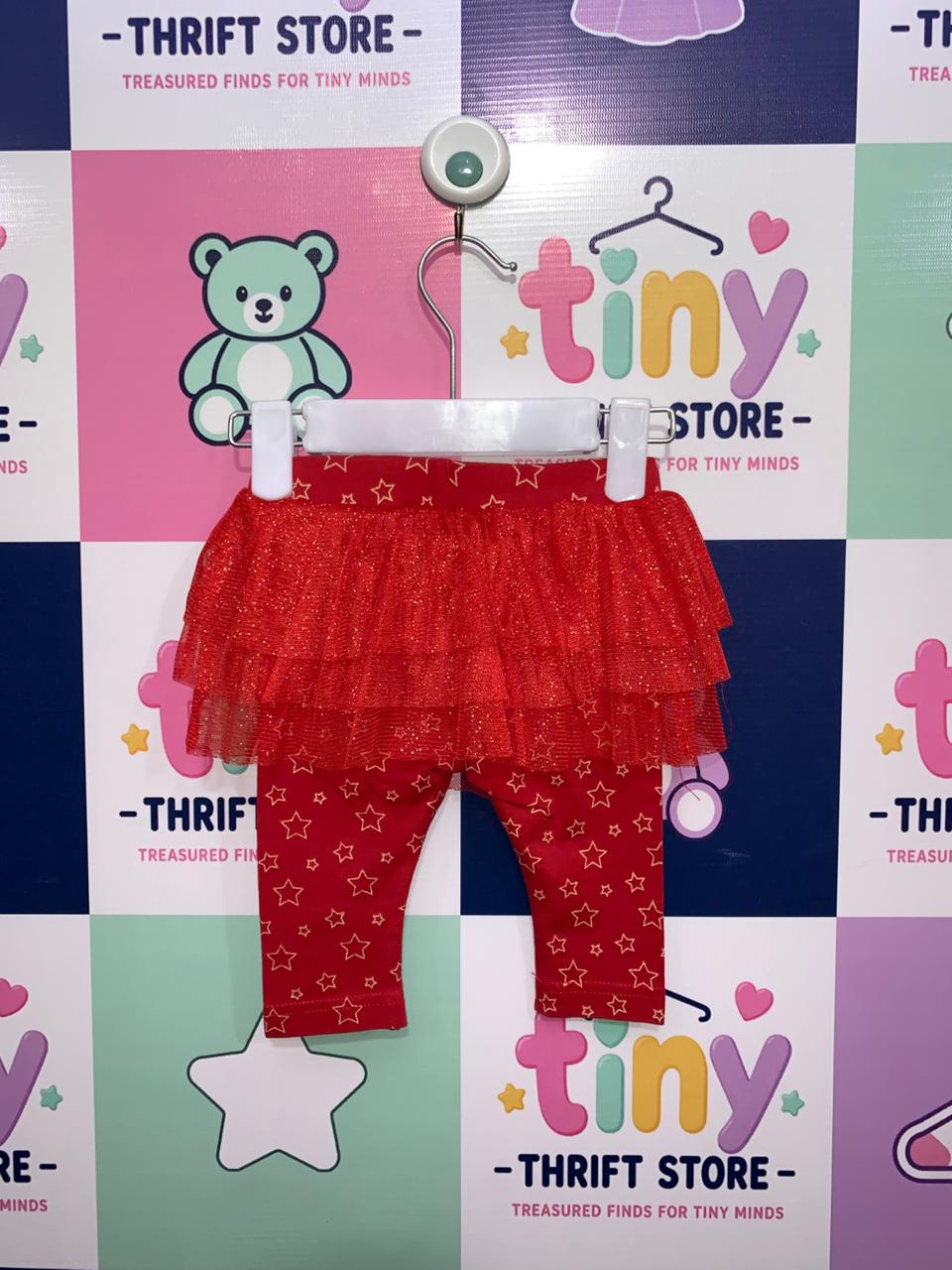 Coccodrillo Baby Girls Red Star Print Leggings with Glitter Tutu Skirt 0-3M AB1