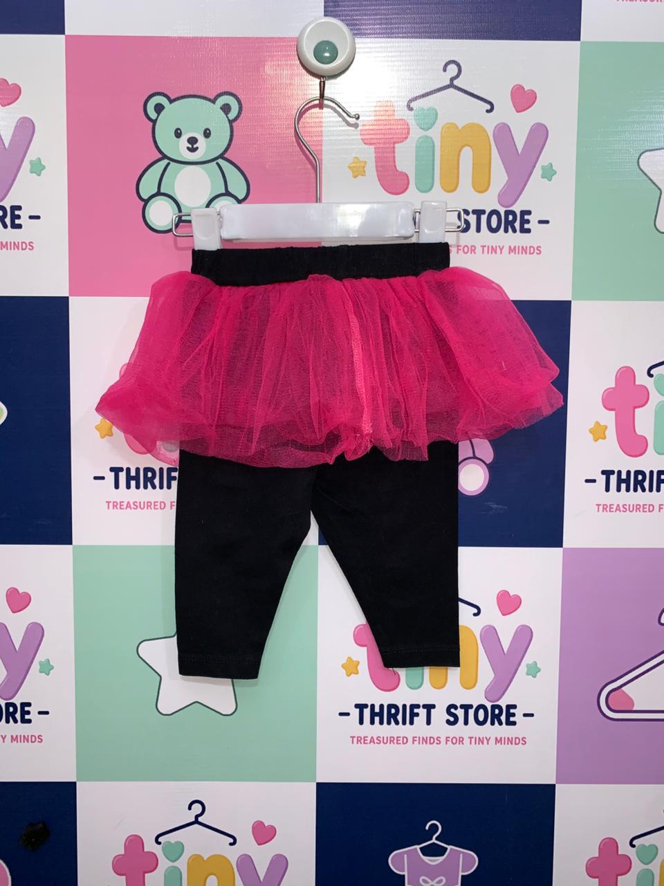 Baby Girls Funky Skeleton Bone Print Leggings with Hot Pink Tulle Tutu Skirt 0-3M AB1