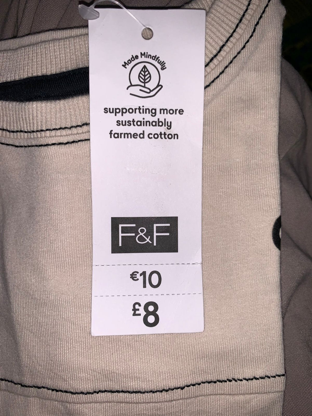 F&F Baby Boys Beige "Cool Kid" Contrast Stitch Cotton T-Shirt - Size 18-24 Months AB1