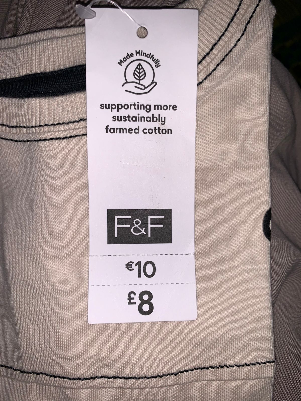 F&F Baby Boys Beige "Cool Kid" Contrast Stitch Cotton T-Shirt - Size 18-24 Months AB1