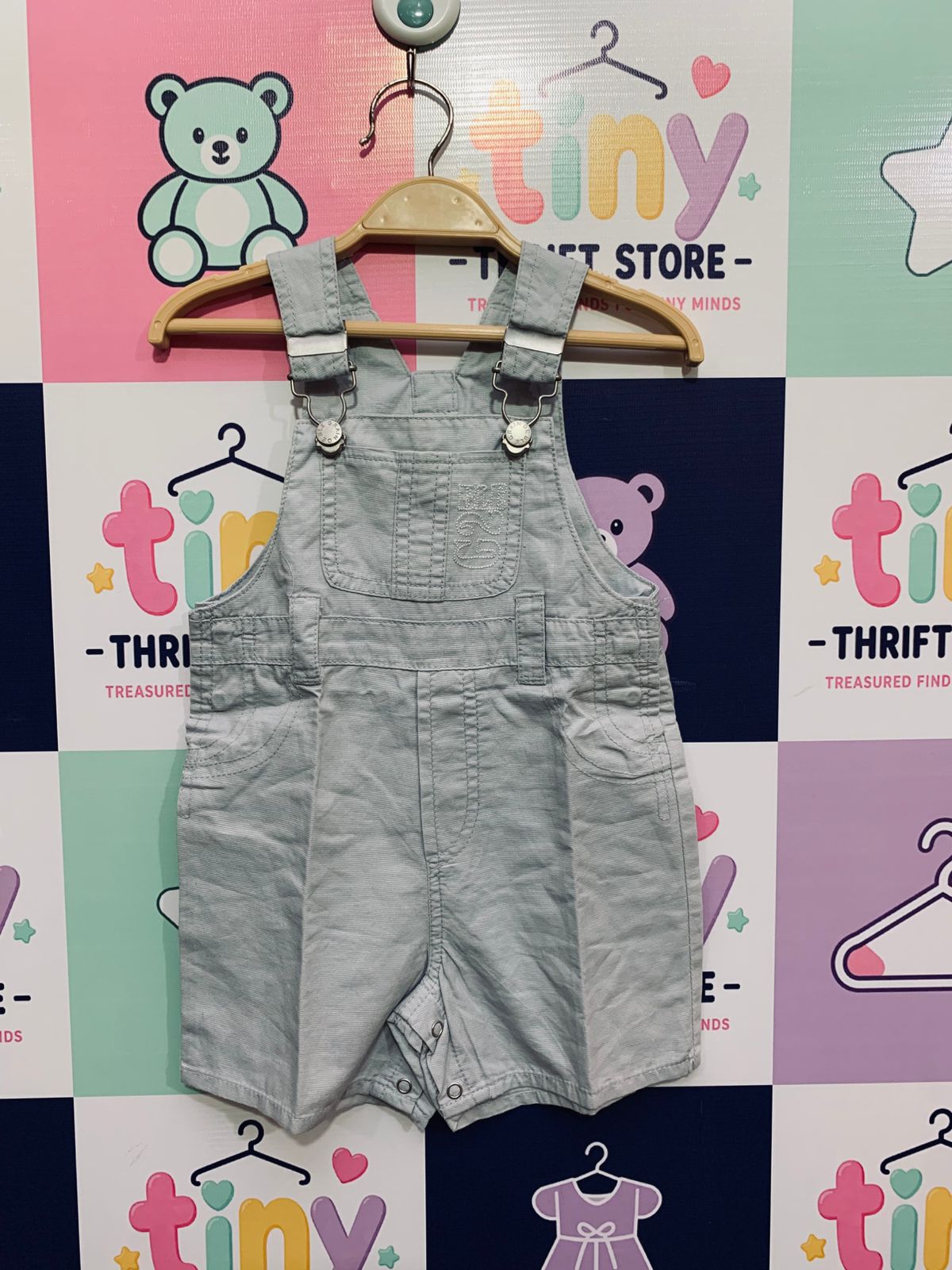 Grain de blé Baby Boys' Light Blue Fine-Wale Corduroy Shortall Dungarees (18 Months) AB1