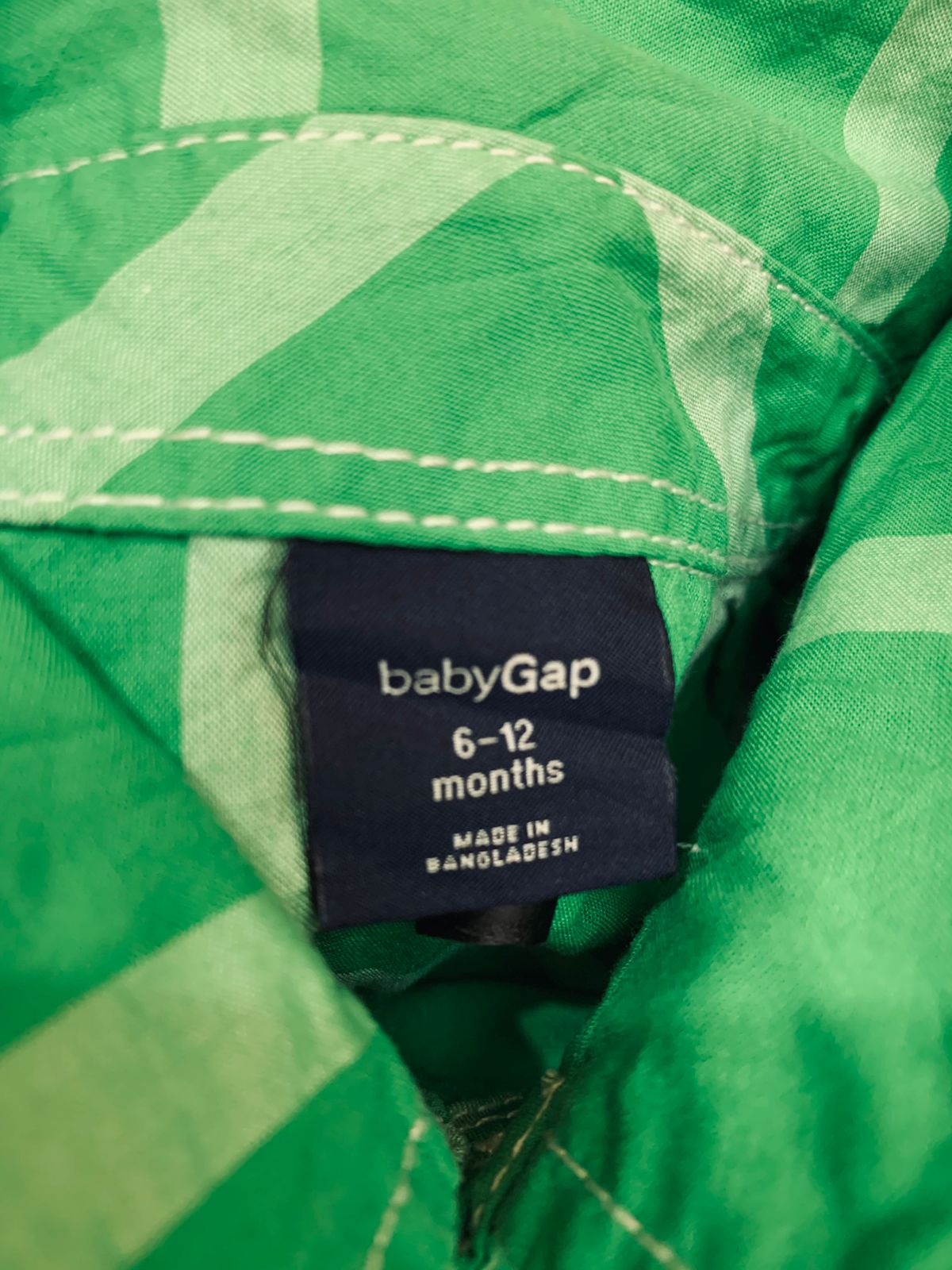 babyGap Baby Boys' Green and White Plaid Button-Front Shortall Romper (6-12 Months) AB1