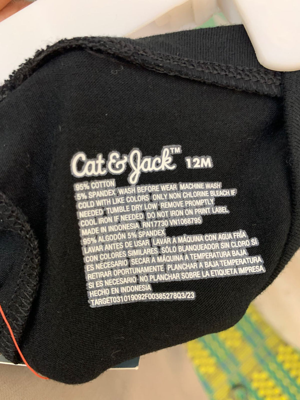 Cat & Jack Baby Girls Solid Black Basic Cotton Leggings Size 12M AB1