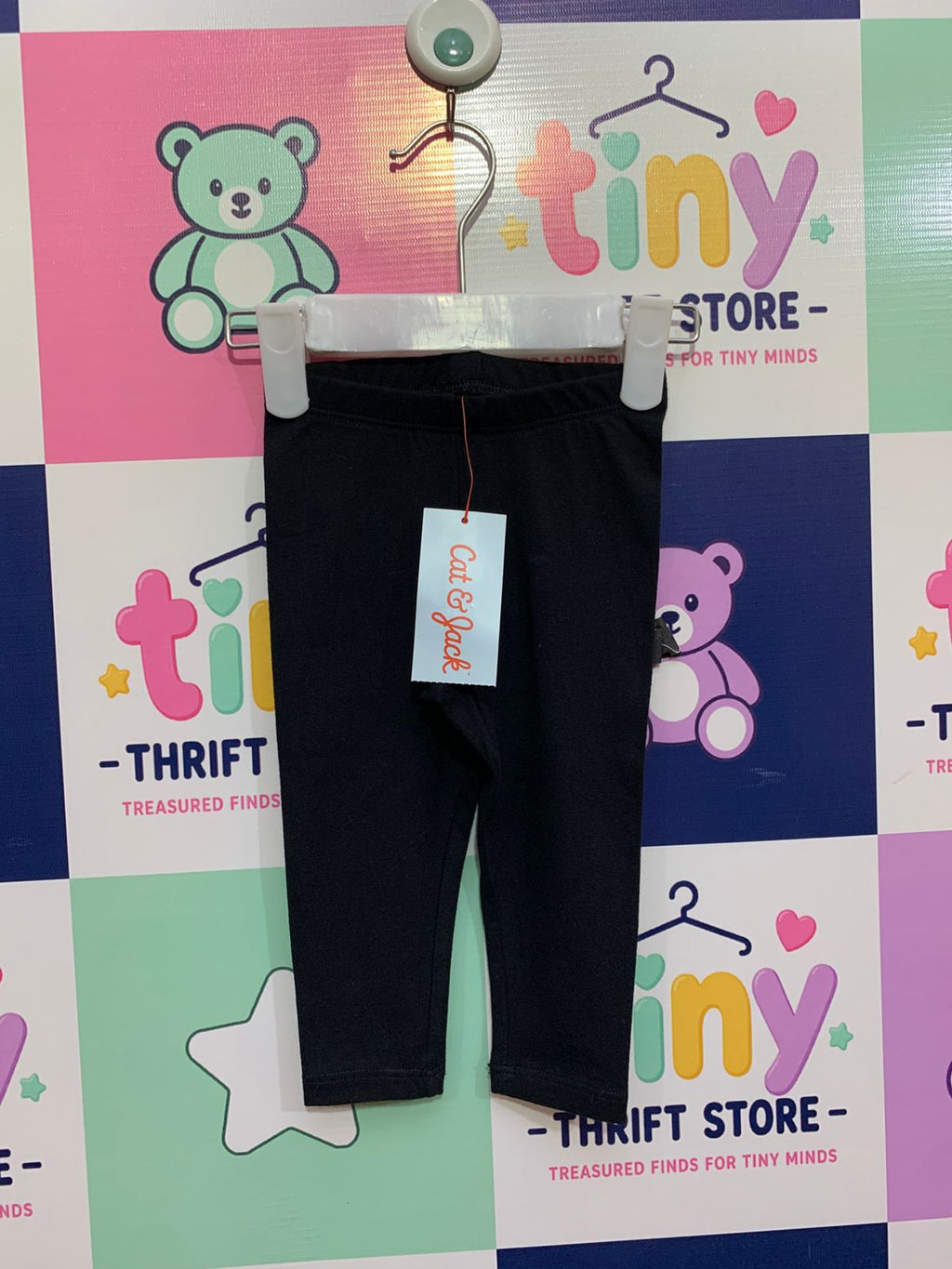 Cat & Jack Baby Girls Solid Black Basic Cotton Leggings Size 12M AB1