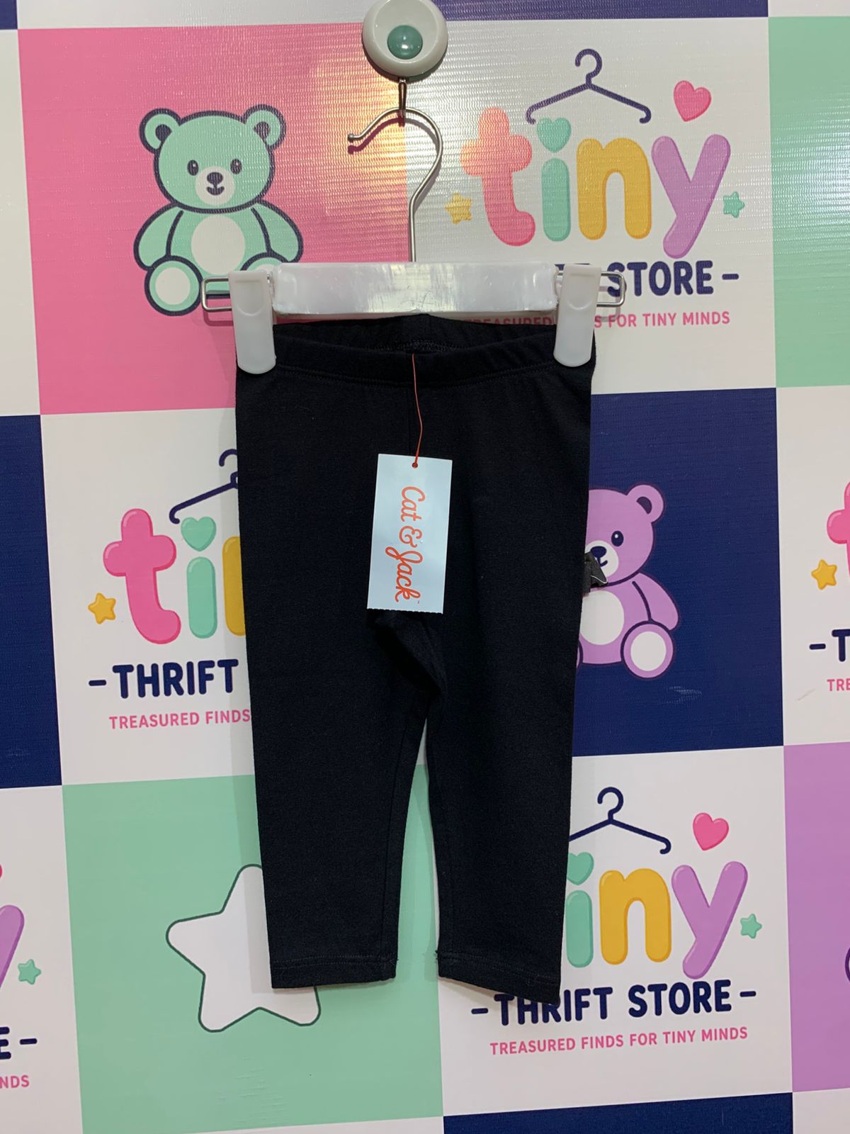 Cat & Jack Baby Girls Solid Black Basic Cotton Leggings Size 12M AB1