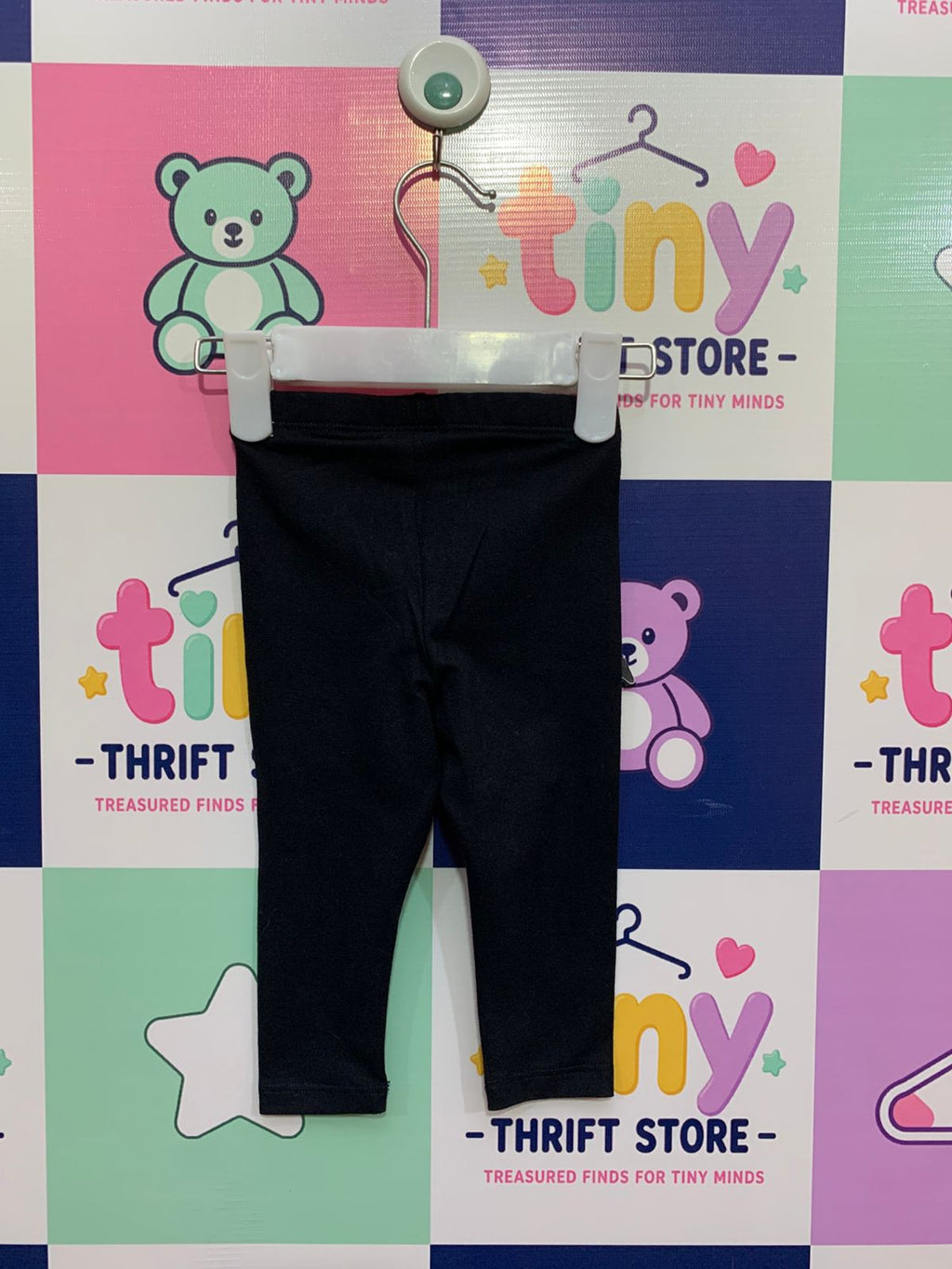 Cat & Jack Baby Girls Solid Black Basic Cotton Leggings Size 12M AB1