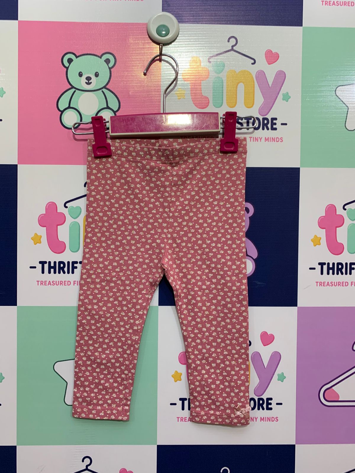 Tu Baby Girls Floral Pink Cotton Leggings Size 80-86cm (12-18 Months) AB1