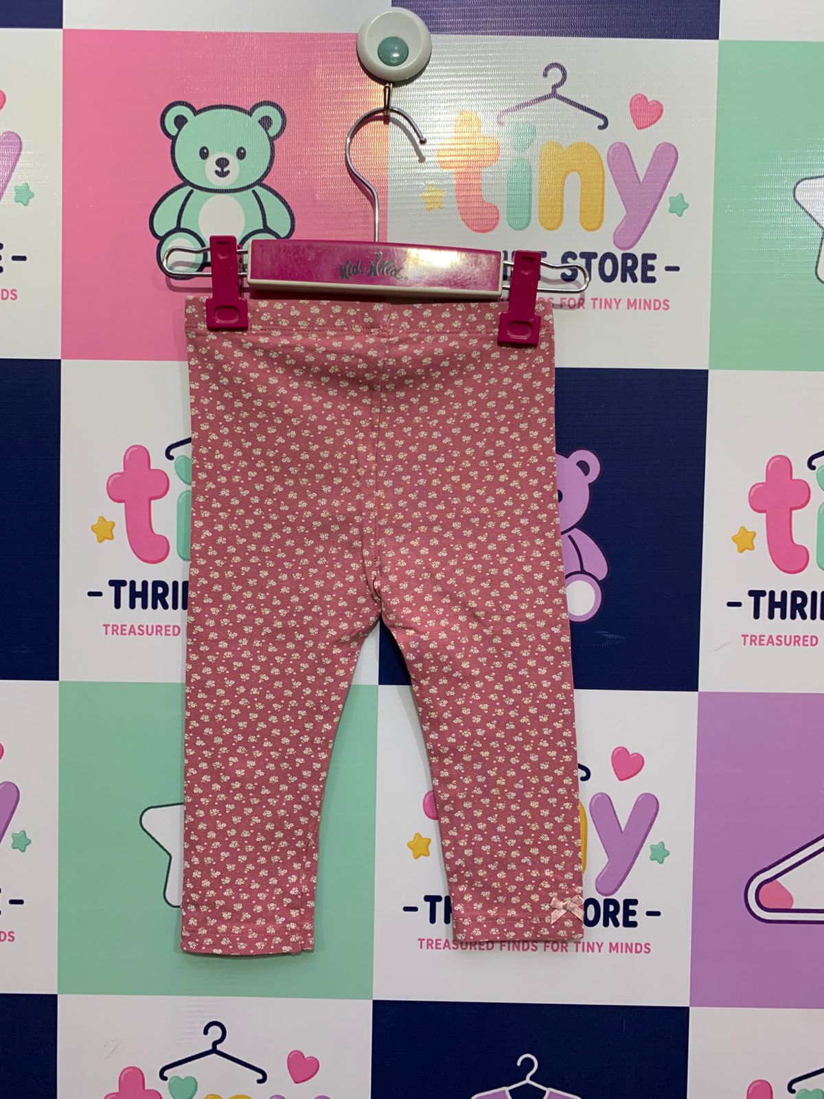 Tu Baby Girls Floral Pink Cotton Leggings Size 80-86cm (12-18 Months) AB1