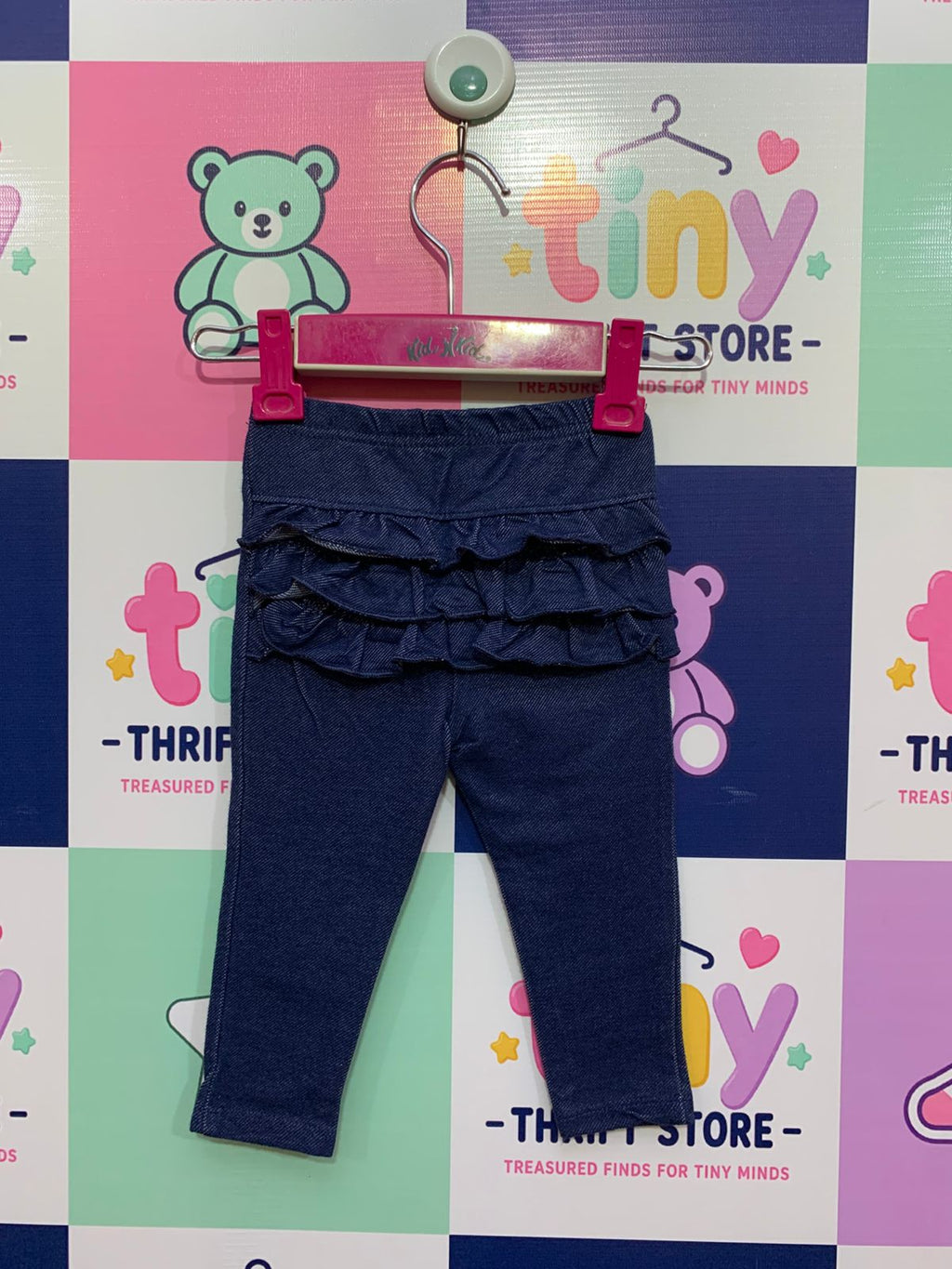 Garanimals Baby Girls Dark Knit Denim Ruffle Back Leggings - Size 12M (Fits 9-12 Months) AB1