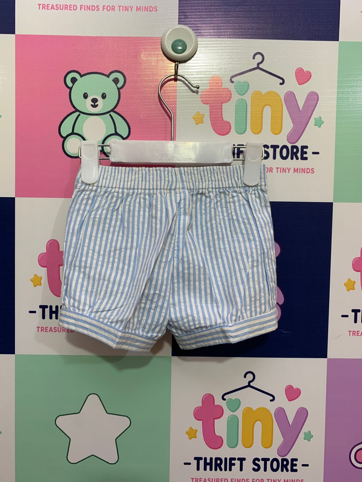 Nautica Baby Boys Blue & White Seersucker Striped Shorts (18 Months) - AB1