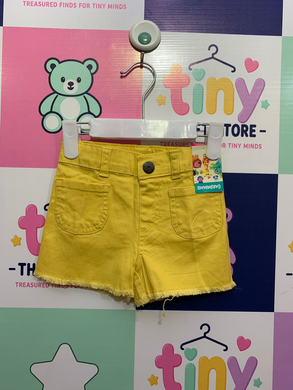 Garanimals Baby Girl Yellow Denim Shorts with Frayed Hem - Size 18M (1-1.5 Years) AB1