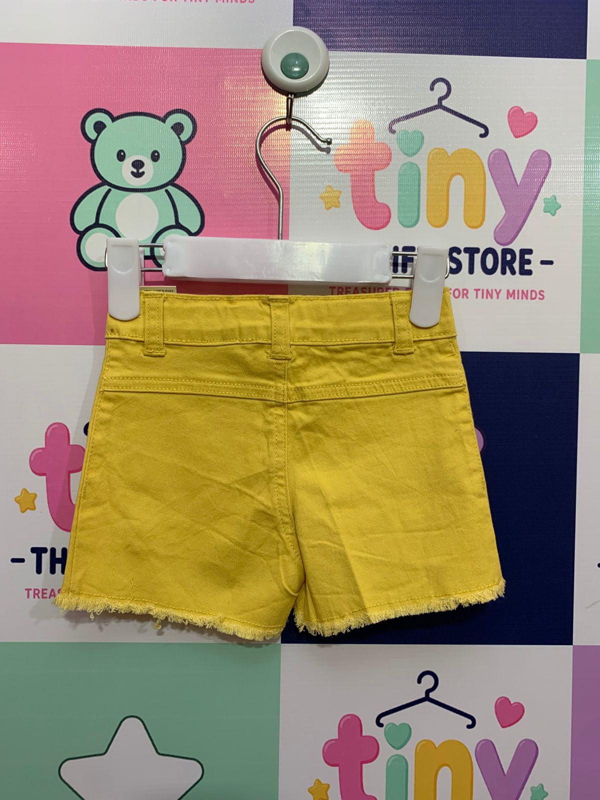 Garanimals Baby Girl Yellow Denim Shorts with Frayed Hem - Size 18M (1-1.5 Years) AB1