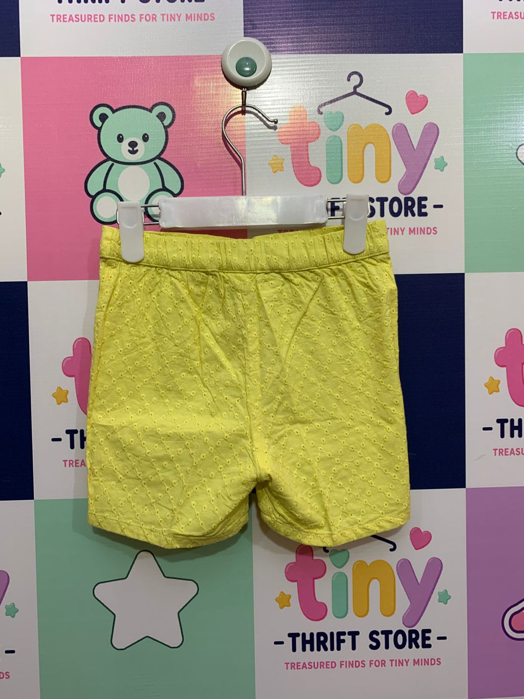 M&S Baby Girls Acid Yellow Broderie Cotton Shorts (18-24 Months) - AB1