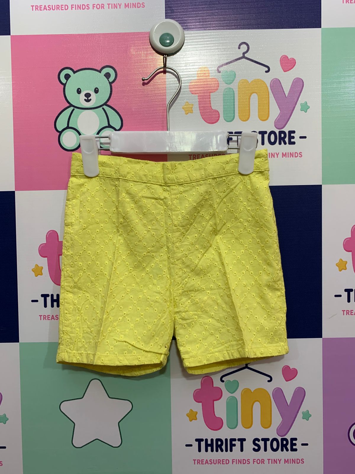 M&S Baby Girls Acid Yellow Broderie Cotton Shorts (18-24 Months) - AB1