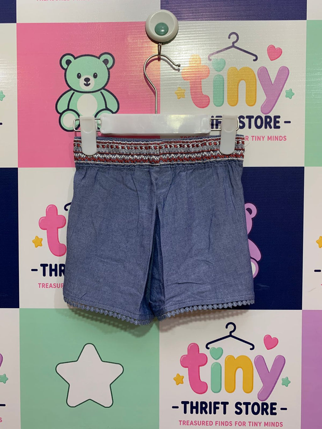 Lupilu Baby Girls Soft Denim Shorts with Lace Detail - Size 92 (1.5-2 Years) AB1