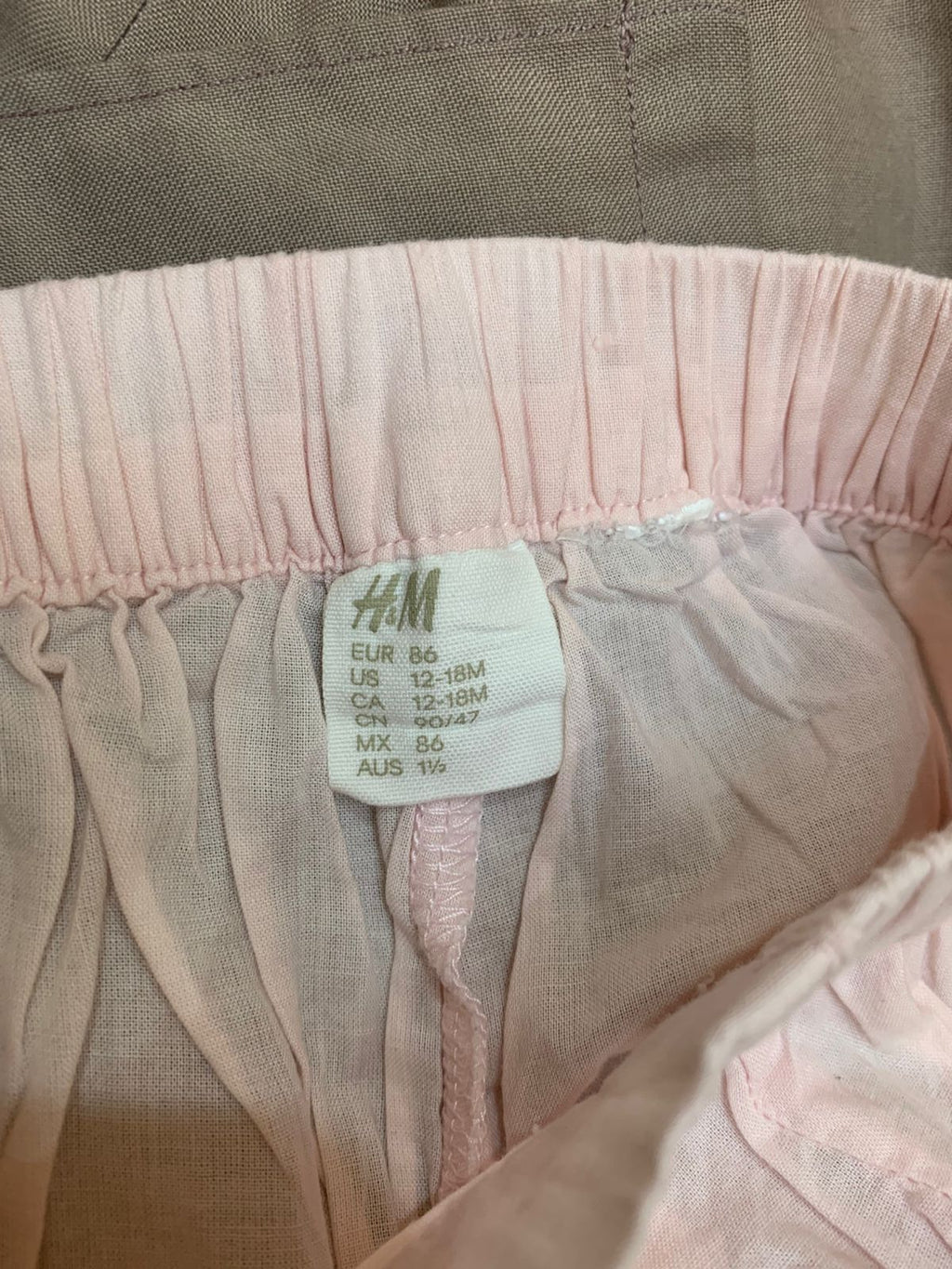 H&M Baby Girls Soft Pink Cotton Shorts (12-18 Months) - AB1