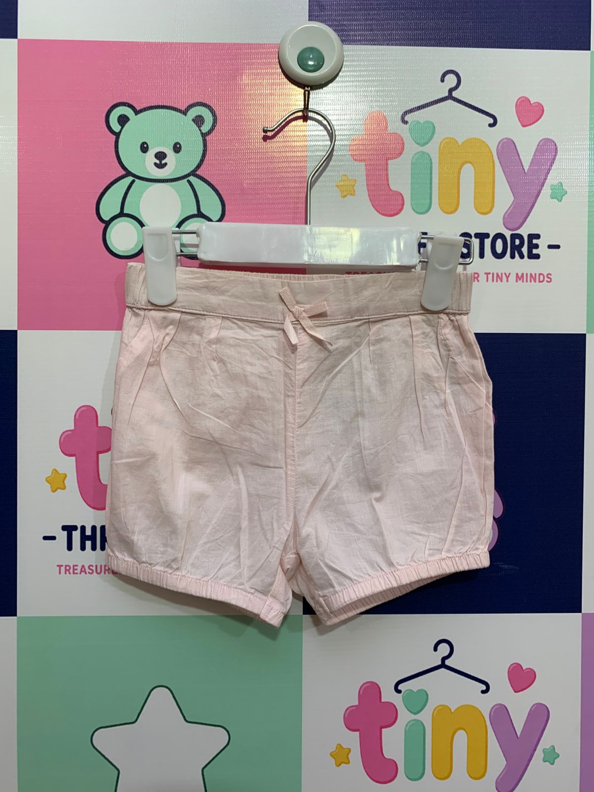 H&M Baby Girls Soft Pink Cotton Shorts (12-18 Months) - AB1