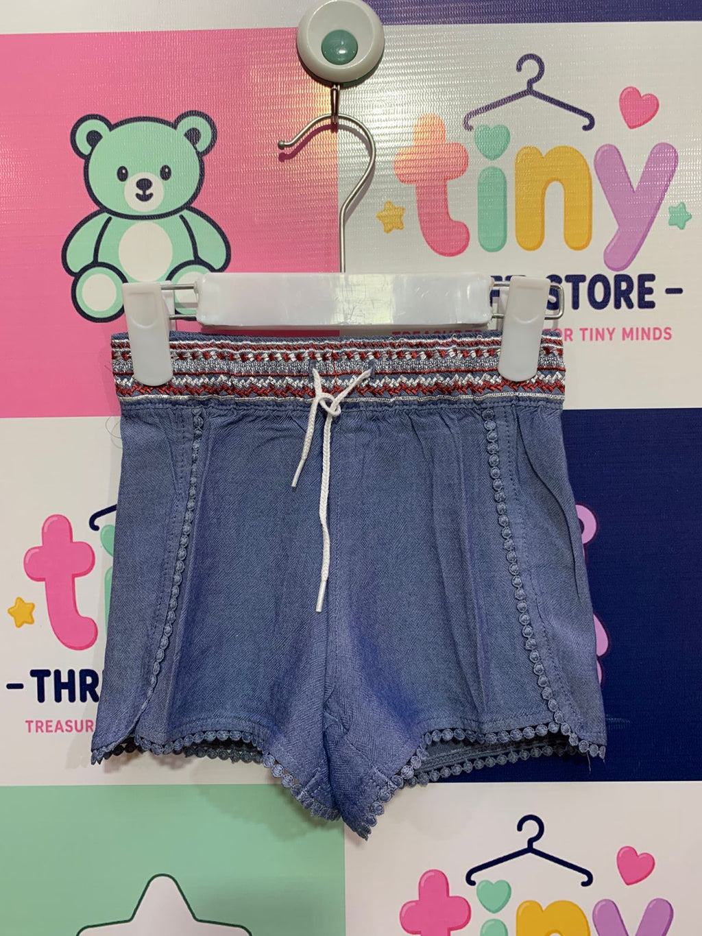 Lupilu Baby Girls Soft Denim Shorts with Lace Detail - Size 92 (1.5-2 Years) AB1
