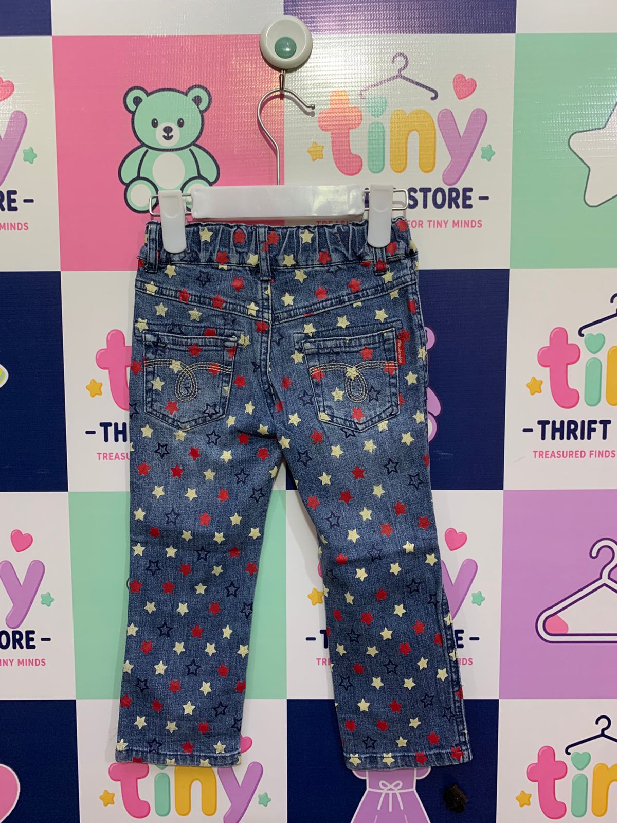 Miki House Hot Biscuits Kids Star Print Denim Jeans - Blue Tag Size: 95 (Approx. 2–3 Years) AB1