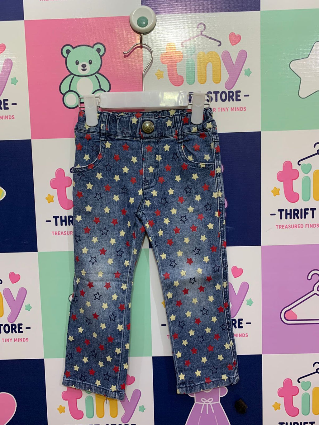 Miki House Hot Biscuits Kids Star Print Denim Jeans - Blue Tag Size: 95 (Approx. 2–3 Years) AB1
